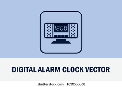 Vector of digital alarm isolated on pastel color background. For designer.