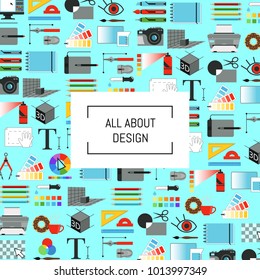 Vector digital art design icons background with place for text illustration