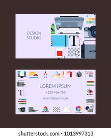 Vector digital art design studio or lessons business card template illustration