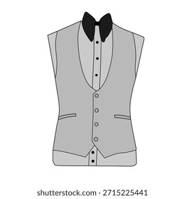 Vector ilustración de arte digital de tema de ropa formal para hombres. Ilustración vectorial de ropa de chaleco gris claro sobre fondo blanco.