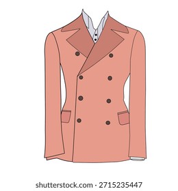 Vector ilustración de arte digital de tema de ropa formal para hombres. Ilustración vectorial de ropa de chaleco de color rosa sobre fondo blanco.