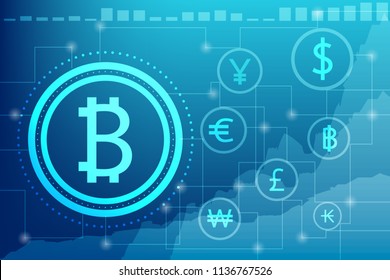 Vector Digital Bitcoin Crypto currency Blockchain.