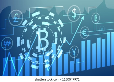 Vector Digital Bitcoin Crypto currency Blockchain.