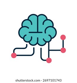 cérebro digital vetorial com movimento simbo de linhas sólidas