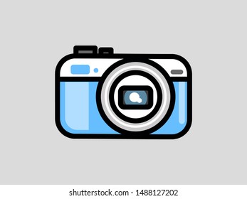 Vector Digital Camera Logo Icon with Thick Outline