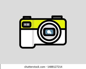 Vector Digital Camera Logo Icon with Thick Outline