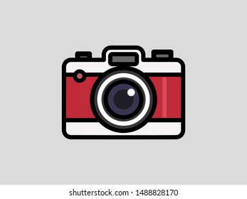 Vector Digital Camera Logo Icon with Thick Outline