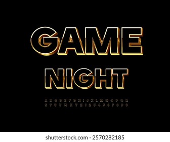 Vector Digital Card Game Night. Black and Gold Elegant 3D Font. Premium set of Alphabet Letters and Numbers