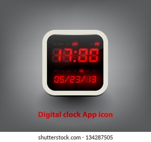 Vector digital clock button / icon for websites (UI) or applications (app) for smartphones or tablets