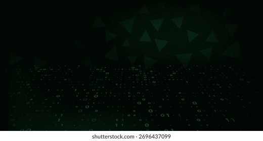 Vector digital code rain in a Matrix inspired futuristic style. High-tech backdrop with glowing binary characters. Binary Software Programming Code Background. Digital Data Technology Concept.