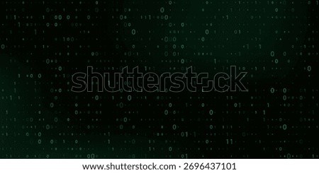 Vector digital code rain in a Matrix inspired futuristic style. High-tech backdrop with glowing binary characters. Binary Software Programming Code Background. Digital Data Technology Concept.