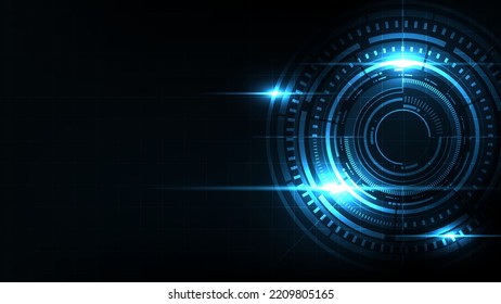 Vector digital communication cyber cloud network vision. Technology blue light background.
