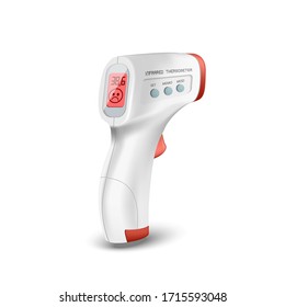 Vector Digital Contactless Electronic Thermometer, Red Danger Display, Non-contact Infrared Thermography, Body Temperature Safety, Health Care, Epidemic Prevention Concept