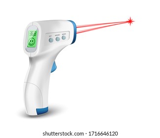 Vector Digital Contactless Electronic Thermometer, Green Display, Non-contact Infrared Thermography, Body Temperature Safety, Health Care, Epidemic Prevention Concept