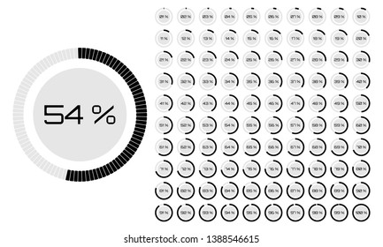 Vector Digital Count Down Circle Board. Circular Sector Percentage Diagrams- Indicator. Colorful Pie Charts. Vector. Set Of Circle Percentage Diagrams From 0 To 100