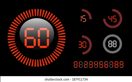 Vector Digital Countdown Timer Isolated On Black Background