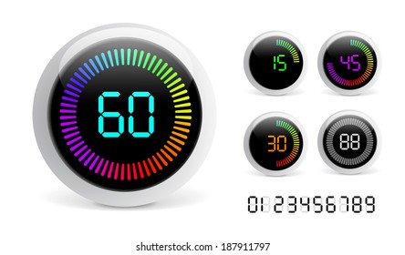 Vector Digital Countdown Timer isolated on white background