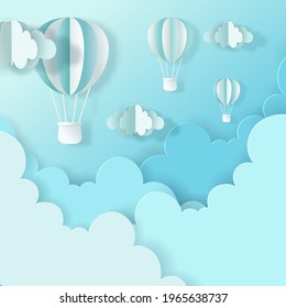 Vector y artesanía digital de los globos en el cielo. Vector Eps 10.