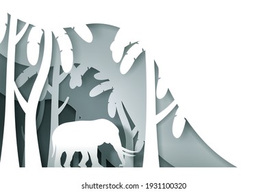 Vector y artesanía digital estilo de bosque ecológico con Elefante. eps 10 vector.