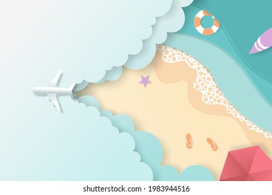 Vector digital craft of Travel banner, Time to travel concept. Eps 10 vector. Eps 10 vector.