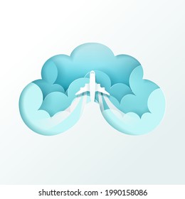 Vector digital craft of Travel banner, Time to travel concept. Eps 10 vector.