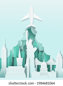 Vector digital craft of USA landmark, travel and tourism concept. Eps 10 vector.