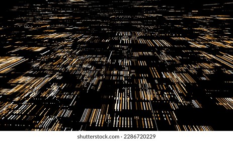 Vector digital database cyberspace. Decoding algorithms hacked software. Cyber security with moving colors particles. Big data visualization.