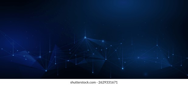 Vector digital datum, molecule background. Big Data, hi tech technology, light line design. Illustration modern network datum system, cyber space, communication internet, futuristic connection concept