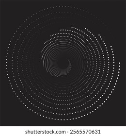 Vector digital disk with dots Futuristic black and white circular wave The concept of big data The wave effect vector background