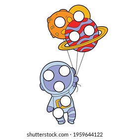 Vector digital educational game with cartoon character for toddlers:  patches or dot marker pages
