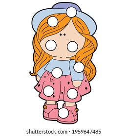 Vector digital educational game with cartoon character for toddlers:  patches or dot marker pages
