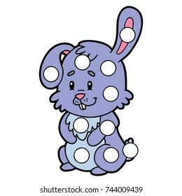 Vector digital educational game with cartoon character for toddlers: plasticine patches or dot marker pages to develop fine motor skills
