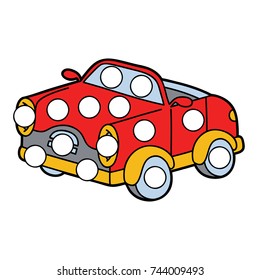 Vector digital educational game with cartoon character for toddlers: plasticine patches or dot marker pages to develop fine motor skills