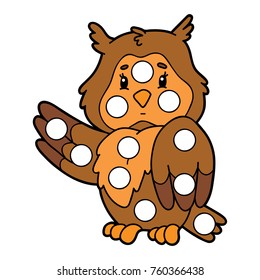Vector digital educational game with cartoon character for toddlers:  patches or dot marker pages