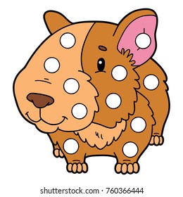 Vector digital educational game with cartoon character for toddlers:  patches or dot marker pages