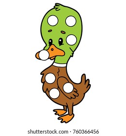 Vector digital educational game with cartoon character for toddlers:  patches or dot marker pages