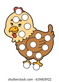 Vector digital educational game for toddlers: plasticine patches or dot marker pages to develop fine motor skills