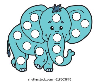 Vector digital educational game for toddlers: plasticine patches or dot marker pages to develop fine motor skills