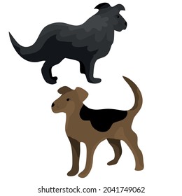 Vector digital eps illustration: dogs set