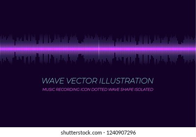 Vector Digital Equalize, Soundwave Glowing Line, Vibrationas and Pulsation, Shine Illustration on Dark Background.