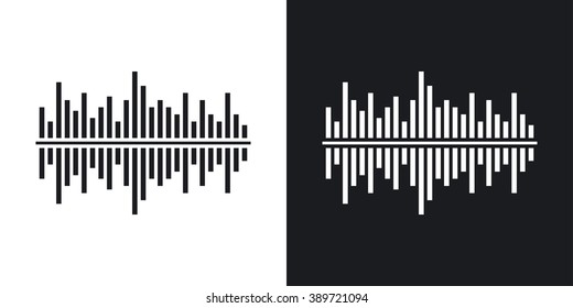 Vector digital equalizer icon. Two-tone version on black and white background