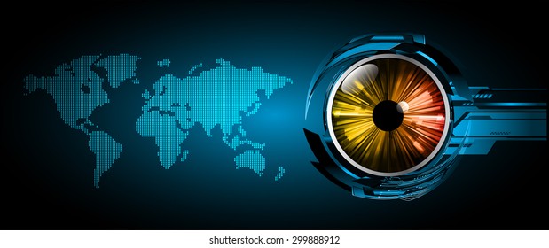 vector digital global technology concept, blue abstract background.  Technology background for computer graphic website internet digital. World map. eye