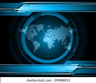 vector digital global technology concept, blue abstract background.  Technology background for computer graphic website internet digital. World map