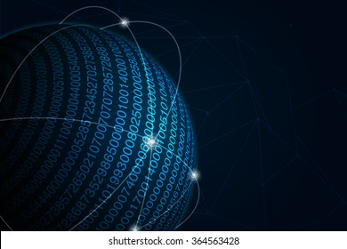 vector digital global technology concept with numbers, abstract background
