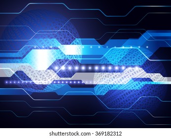Vector digital global technology concept, abstract background.