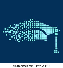 Vector of a digital graduation cap for online education