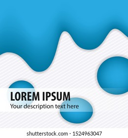 Vector digital graphic background message board for text or info frame blue design. Outline shadow over colored spots for modern web dashboard design