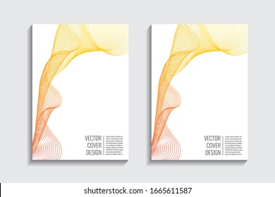 Vector digital graphic. Fluid dynamic template.  Web desing background. Creative graphic elements. Yellow red airy lines. Trendy gradient background. Minimal geometric cover. 3d futuristic concept.