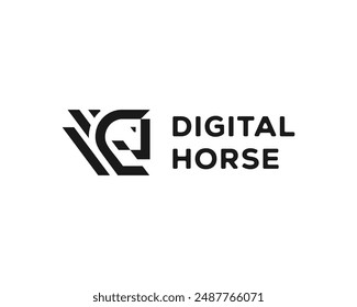 vector digital horse logo. white background