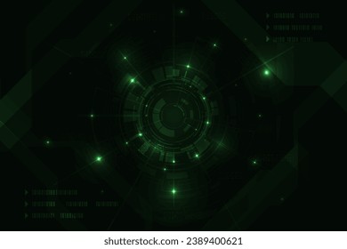 Vector digital hud Hi-tech technology adstract with green light futuristic background.